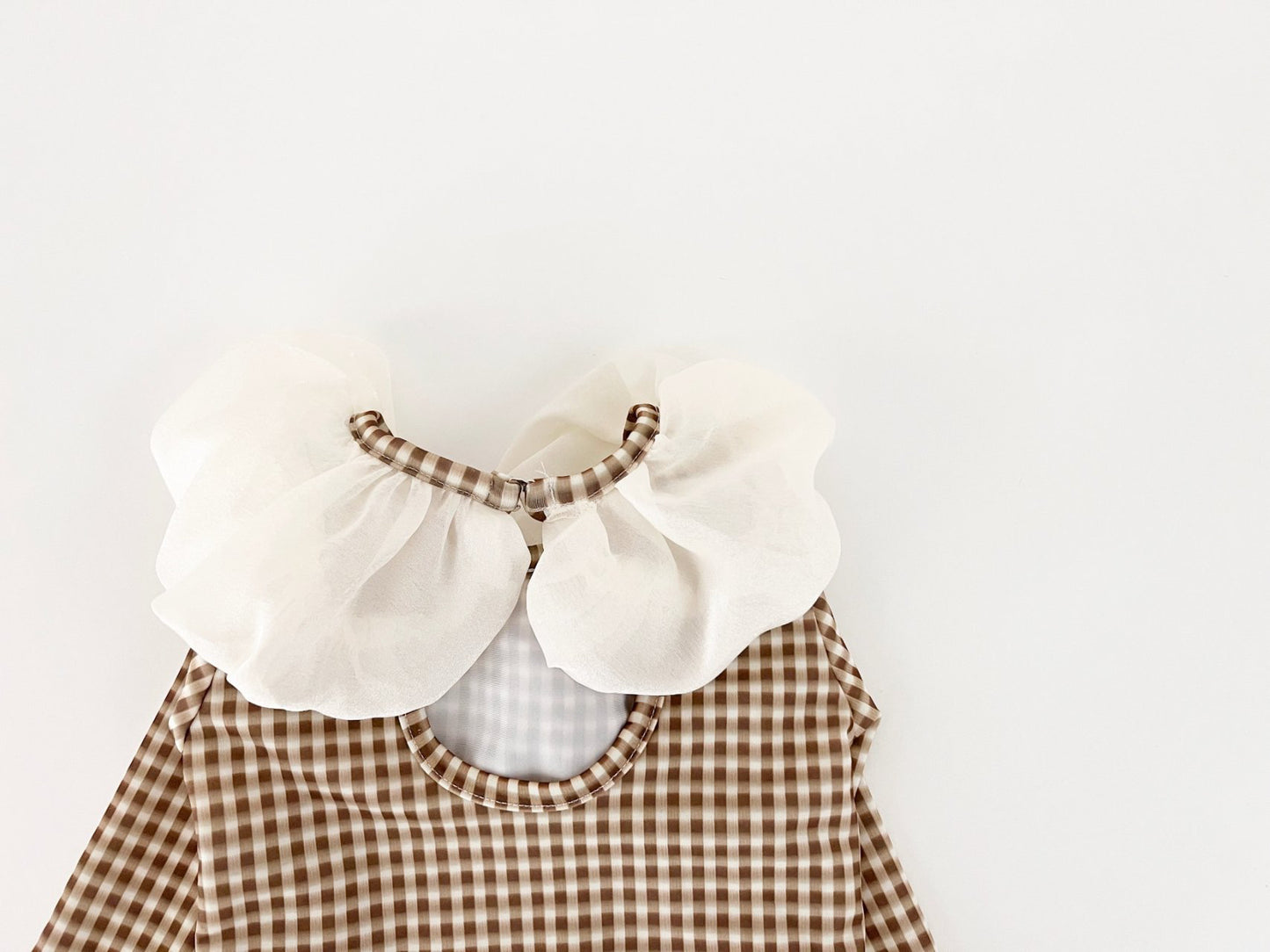 荷葉邊格仔泳衣拉丁色