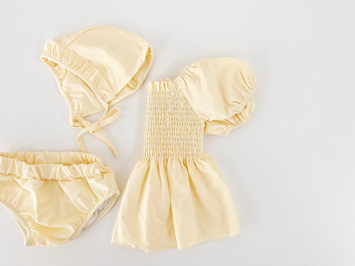 泡泡袖 連身泳衣 三件裝 兩色入