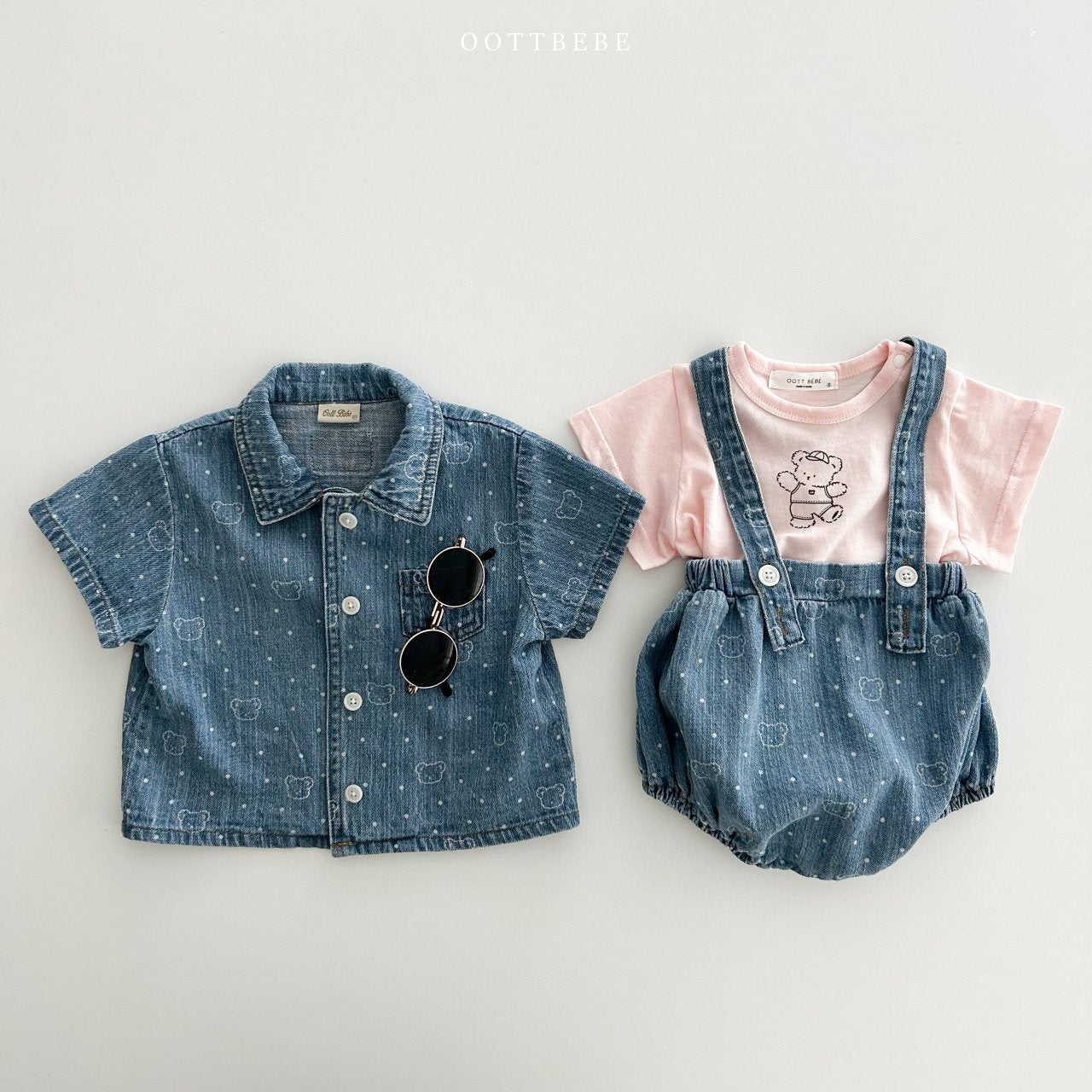 OOTTBEBE Bear Bear Dungarees